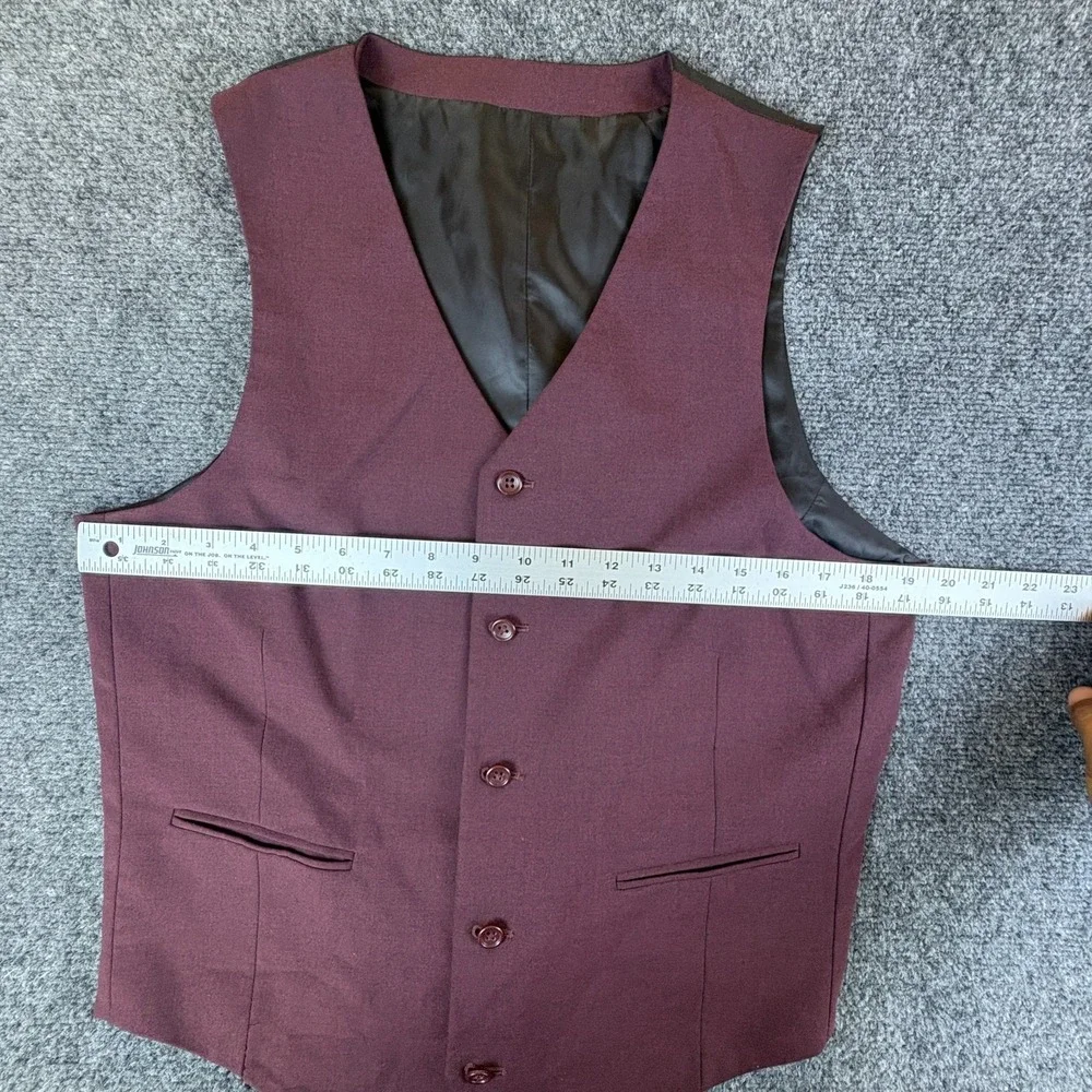 ASOS Suit Vest Men's 40 Burgundy Single Breasted Formal Business Office Wear